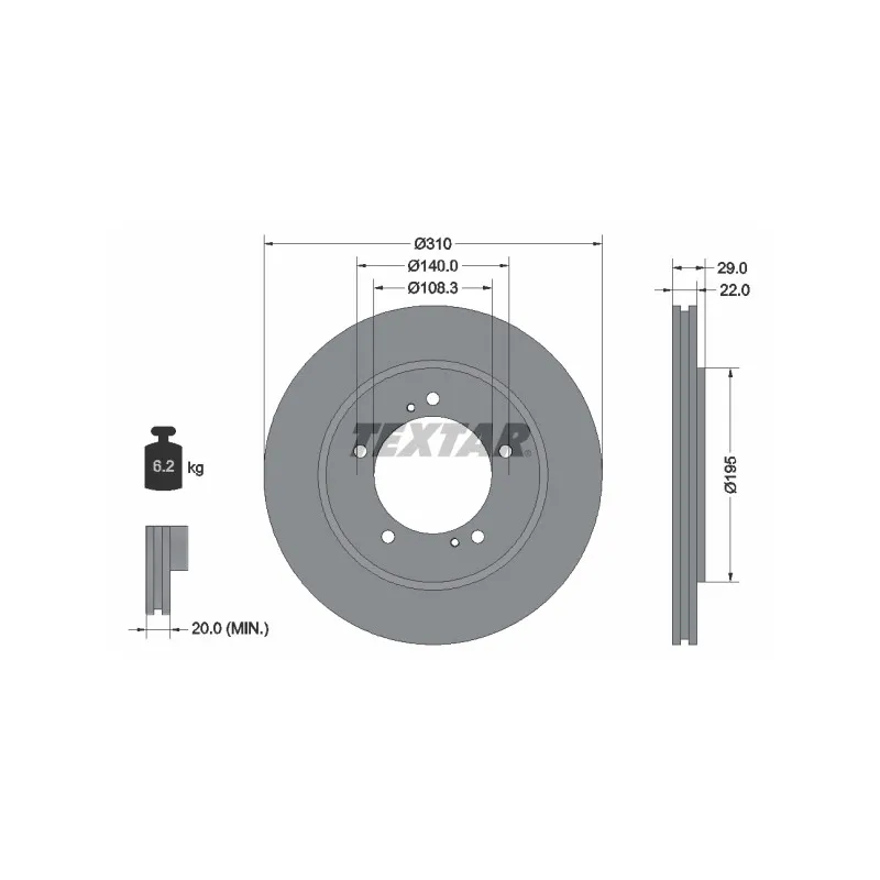 Jeu de 2 disques de frein avant TEXTAR 92170503