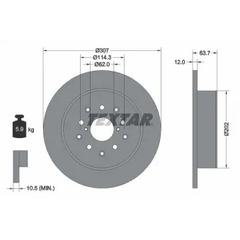 Jeu de 2 disques de frein arrière TEXTAR 92170803