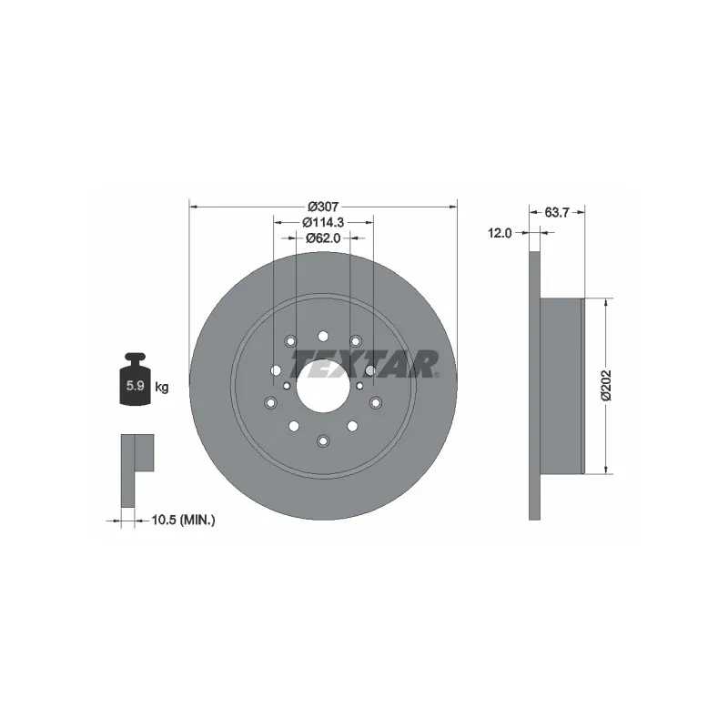 Jeu de 2 disques de frein arrière TEXTAR 92170803