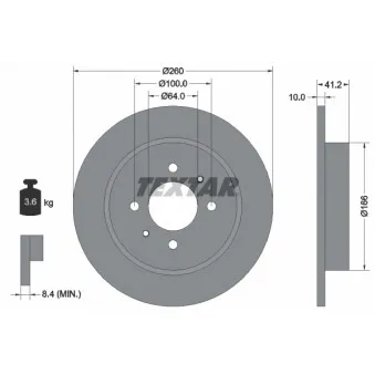 Jeu de 2 disques de frein arrière TEXTAR 92171203