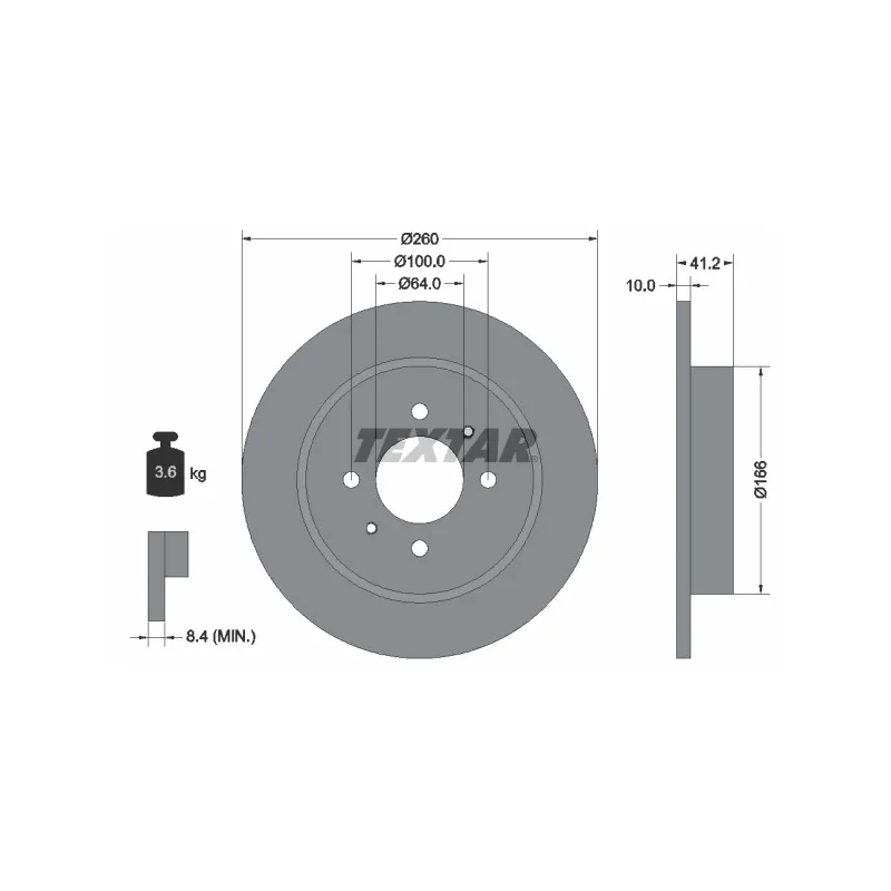 Jeu de 2 disques de frein arrière TEXTAR 92171203