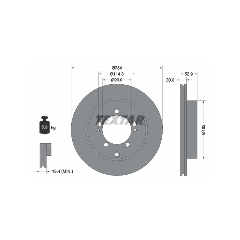 Jeu de 2 disques de frein arrière TEXTAR 92171303