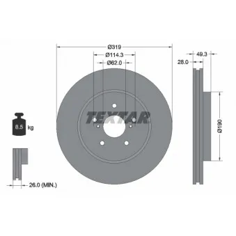 Jeu de 2 disques de frein avant TEXTAR 92171503