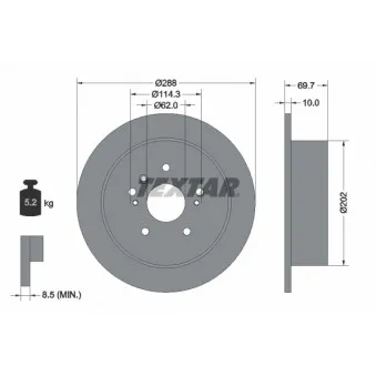 Jeu de 2 disques de frein arrière TEXTAR 92171603