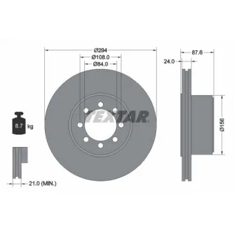 Jeu de 2 disques de frein arrière TEXTAR 92171700