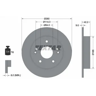 Jeu de 2 disques de frein arrière TEXTAR 92172003