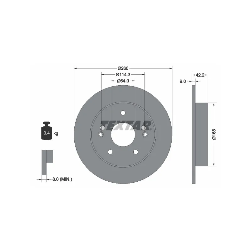 Jeu de 2 disques de frein arrière TEXTAR 92172003
