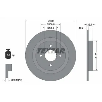 Jeu de 2 disques de frein arrière TEXTAR 92172403