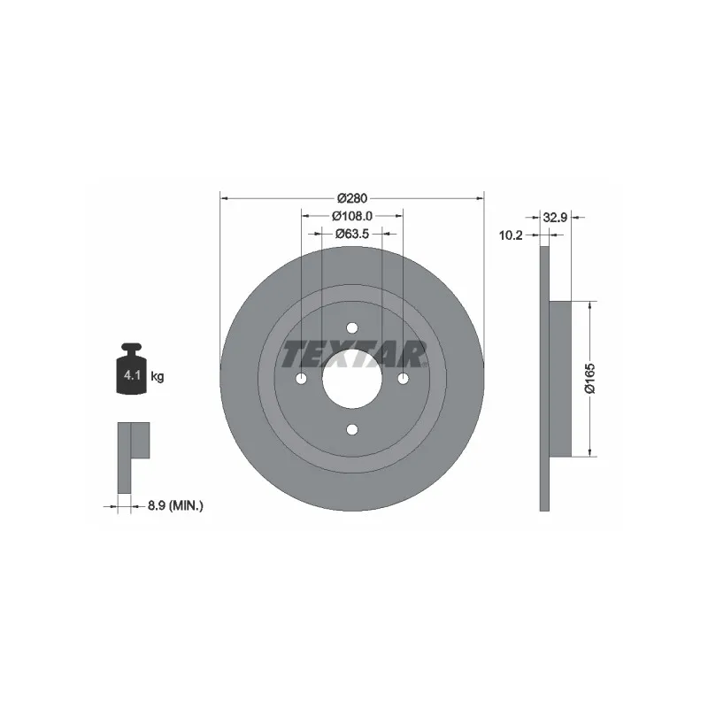 Jeu de 2 disques de frein arrière TEXTAR 92172403