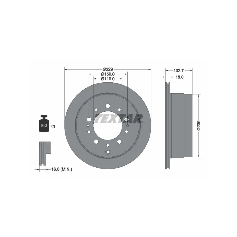 Jeu de 2 disques de frein arrière TEXTAR 92172803