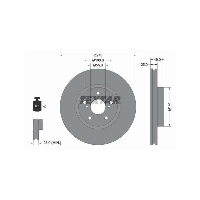 Jeu de 2 disques de frein avant TEXTAR 92173103