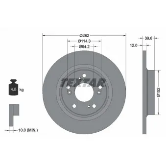 Jeu de 2 disques de frein arrière TEXTAR 92173403