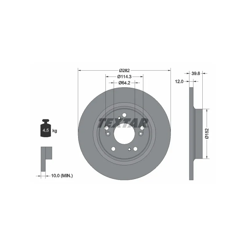 Jeu de 2 disques de frein arrière TEXTAR 92173403
