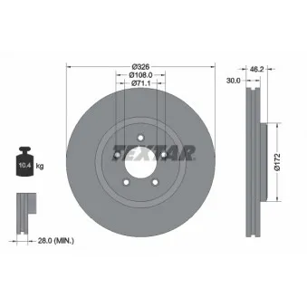 Jeu de 2 disques de frein avant TEXTAR 92173505
