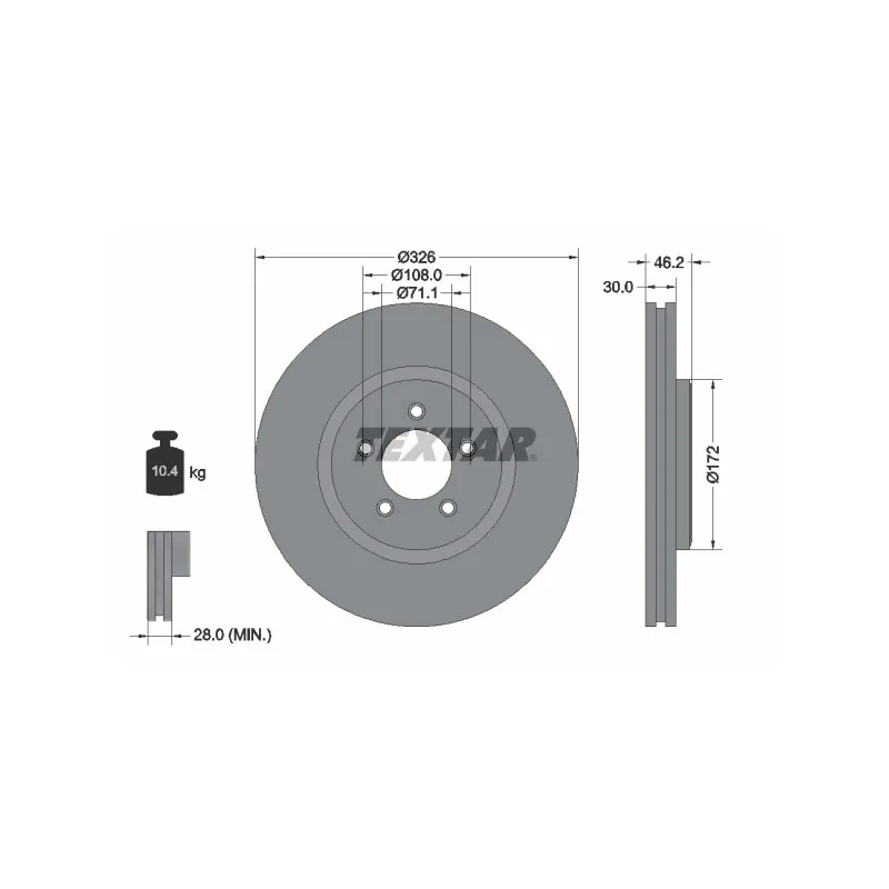 Jeu de 2 disques de frein avant TEXTAR 92173505