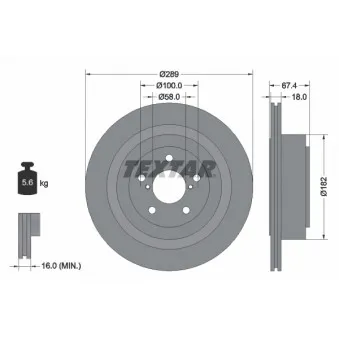 Jeu de 2 disques de frein arrière TEXTAR 92173603