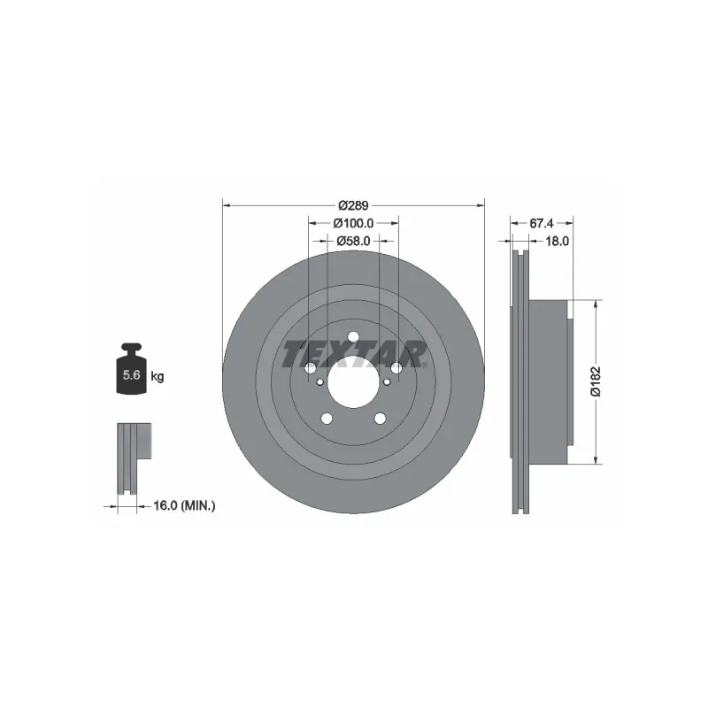 Jeu de 2 disques de frein arrière TEXTAR 92173603