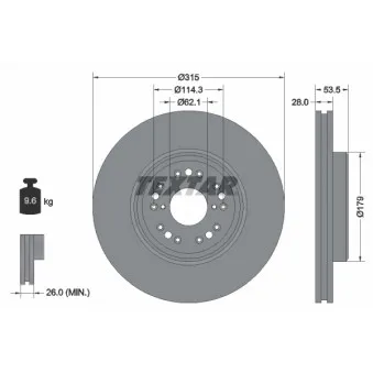 Jeu de 2 disques de frein avant TEXTAR 92173803
