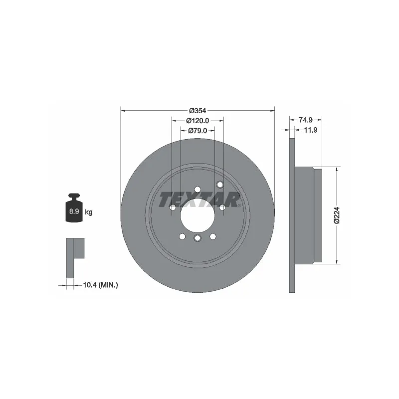 Jeu de 2 disques de frein arrière TEXTAR 92174100