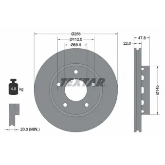 Jeu de 2 disques de frein arrière TEXTAR 92174205