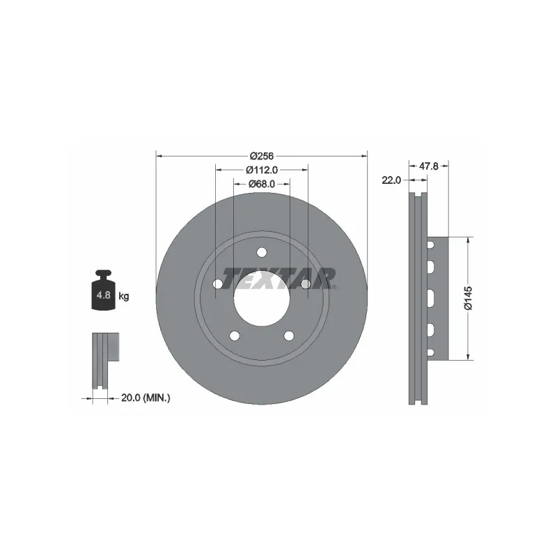 Jeu de 2 disques de frein arrière TEXTAR 92174205