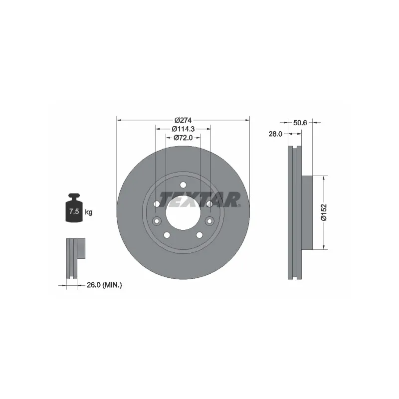Jeu de 2 disques de frein avant TEXTAR 92174703