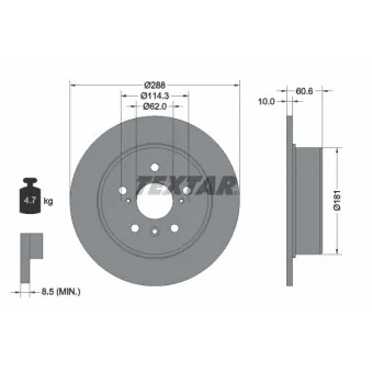 Jeu de 2 disques de frein arrière TEXTAR 92174903