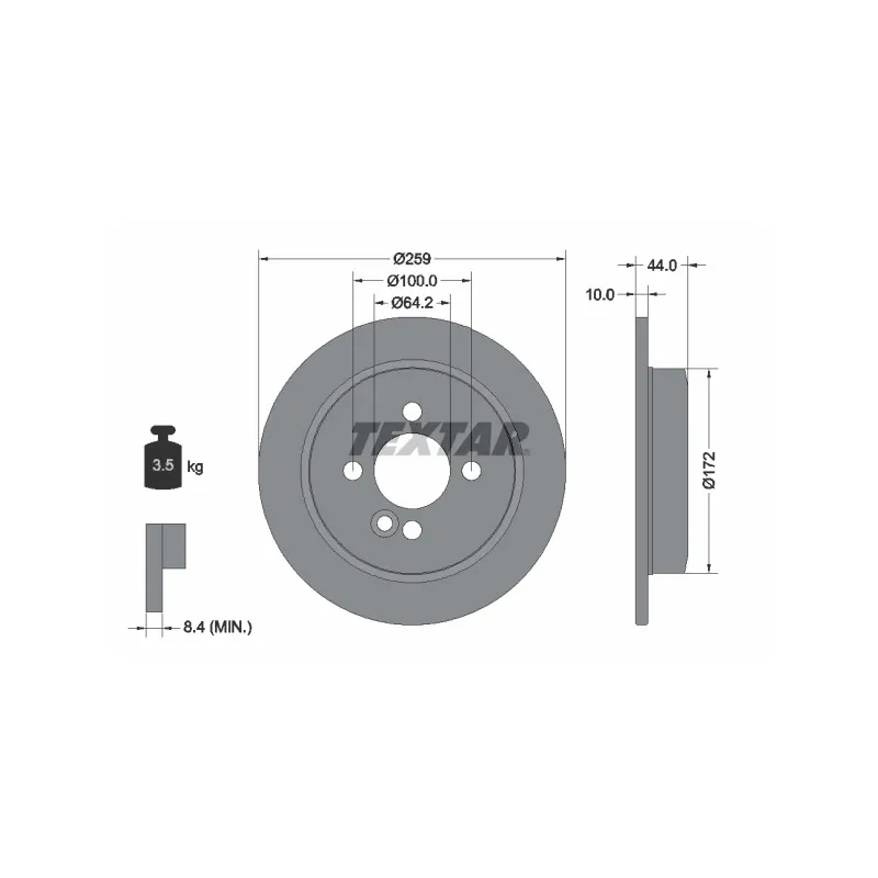 Jeu de 2 disques de frein arrière TEXTAR 92175003