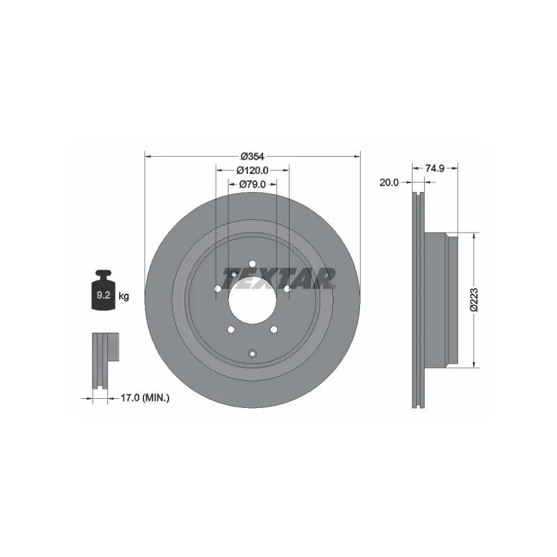 Jeu de 2 disques de frein arrière TEXTAR 92175503