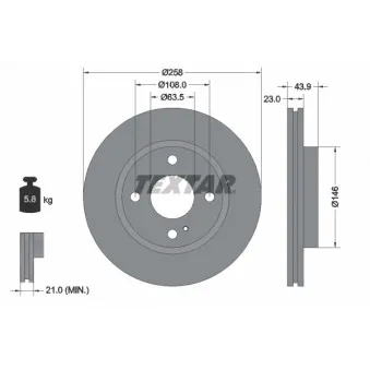 Jeu de 2 disques de frein avant TEXTAR 92176003