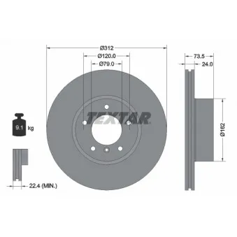 Jeu de 2 disques de frein avant TEXTAR 92176105