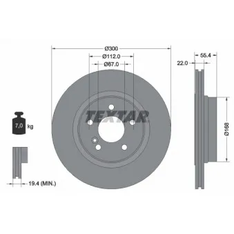 Jeu de 2 disques de frein arrière TEXTAR 92176203