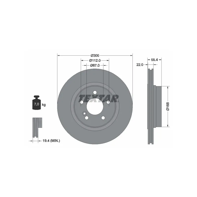 Jeu de 2 disques de frein arrière TEXTAR 92176203