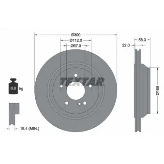 Jeu de 2 disques de frein arrière TEXTAR 92176303