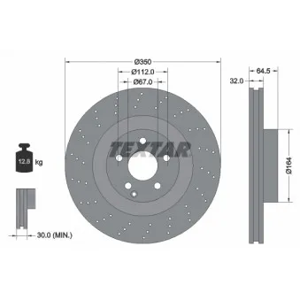Jeu de 2 disques de frein avant TEXTAR 92176405