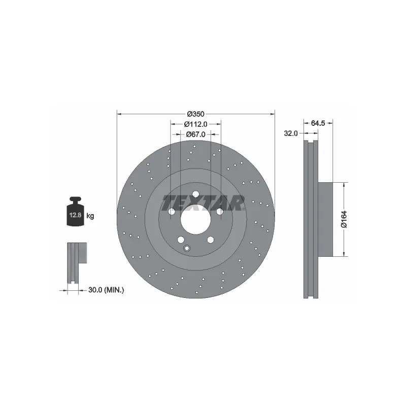 Jeu de 2 disques de frein avant TEXTAR 92176405