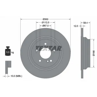 Jeu de 2 disques de frein arrière TEXTAR 92176503