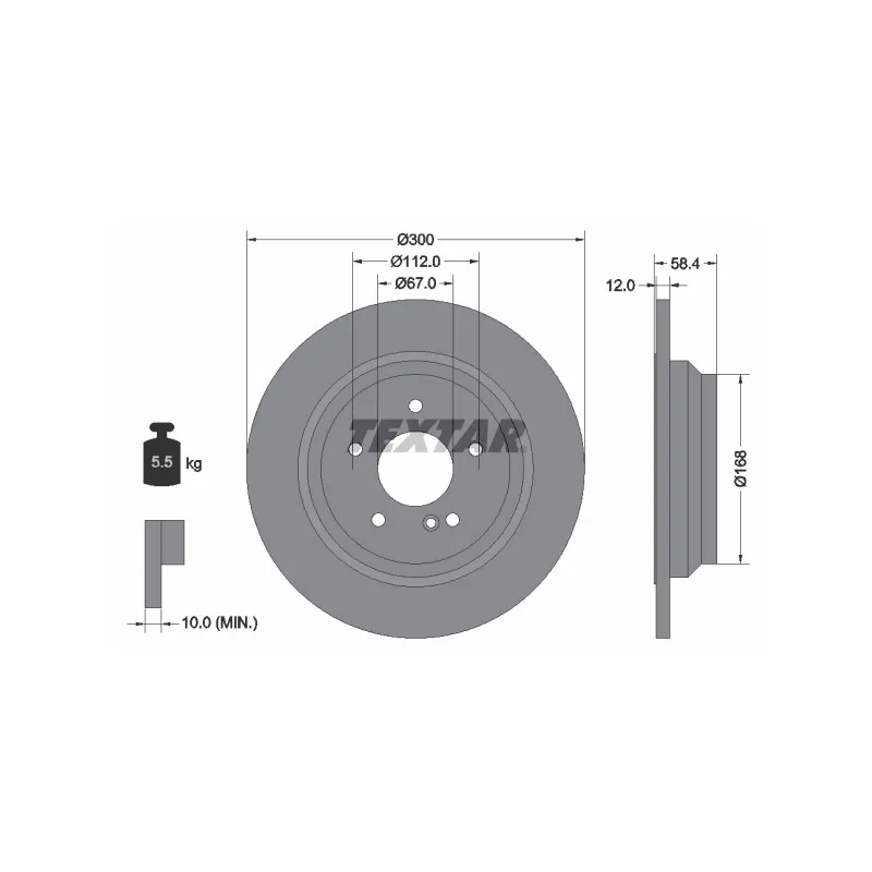 Jeu de 2 disques de frein arrière TEXTAR 92176503