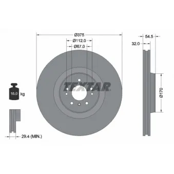 Jeu de 2 disques de frein avant TEXTAR 92176603
