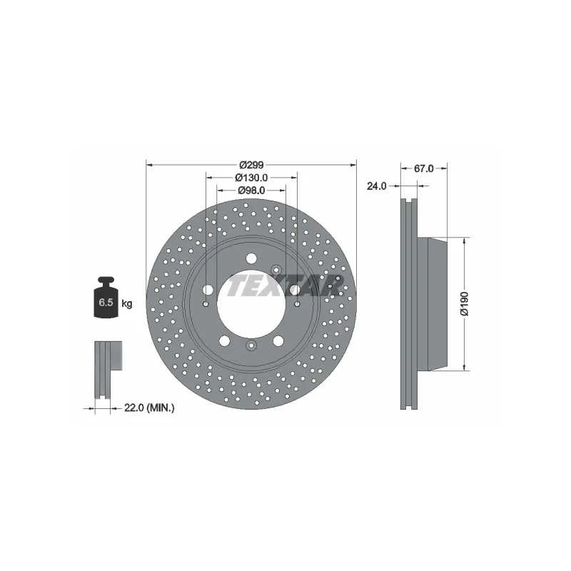 Jeu de 2 disques de frein arrière TEXTAR 92176705