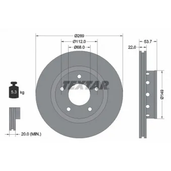 Jeu de 2 disques de frein arrière TEXTAR 92176803