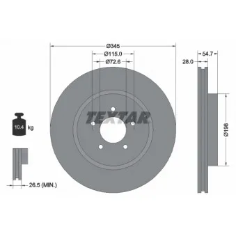 Jeu de 2 disques de frein avant TEXTAR 92177105
