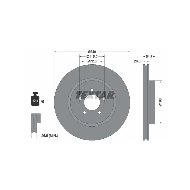 Jeu de 2 disques de frein avant TEXTAR 92177105