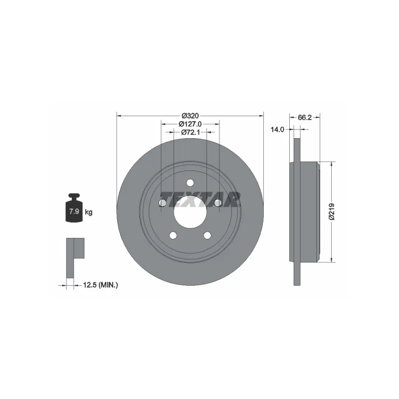 Jeu de 2 disques de frein arrière TEXTAR 92177403