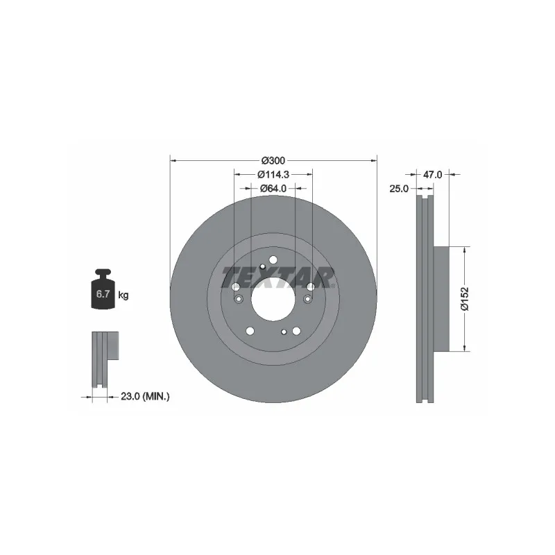 Jeu de 2 disques de frein avant TEXTAR 92177903