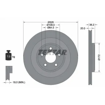 Jeu de 2 disques de frein arrière TEXTAR 92178005
