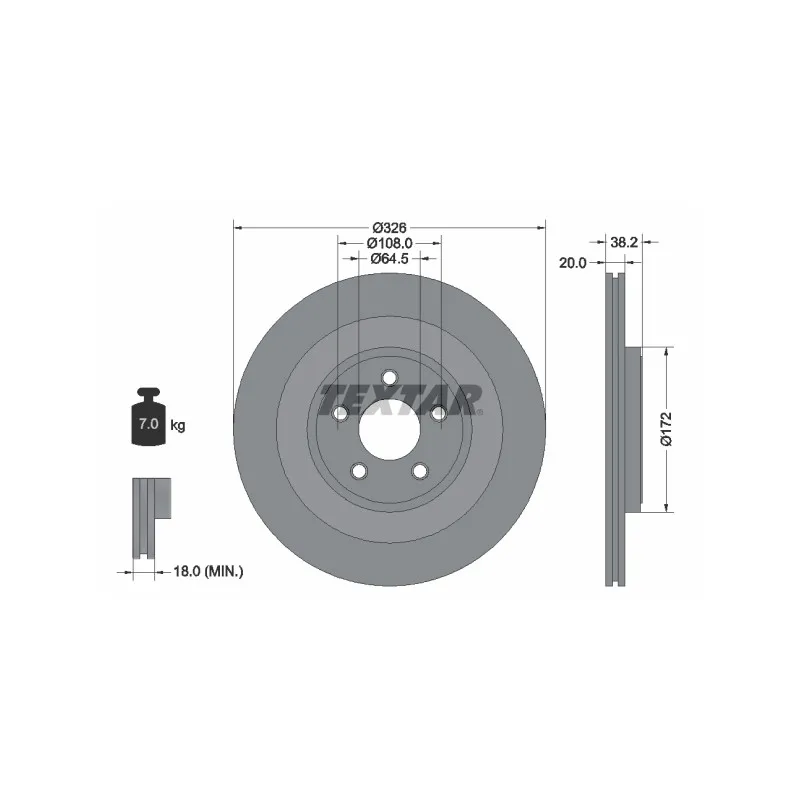 Jeu de 2 disques de frein arrière TEXTAR 92178005