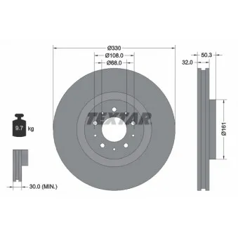 Jeu de 2 disques de frein avant TEXTAR 92178103