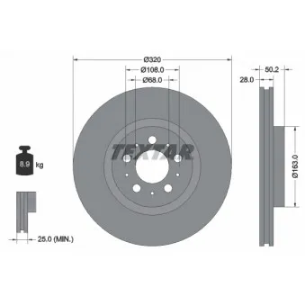 Jeu de 2 disques de frein avant TEXTAR 92178203