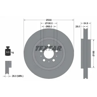 Jeu de 2 disques de frein arrière TEXTAR 92178303